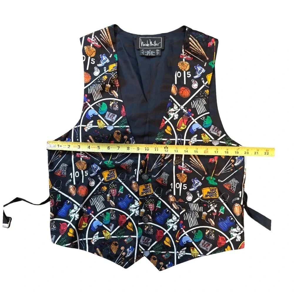 Nicole Miller‎ Mens 100% Silk Sports Print Vest Size M